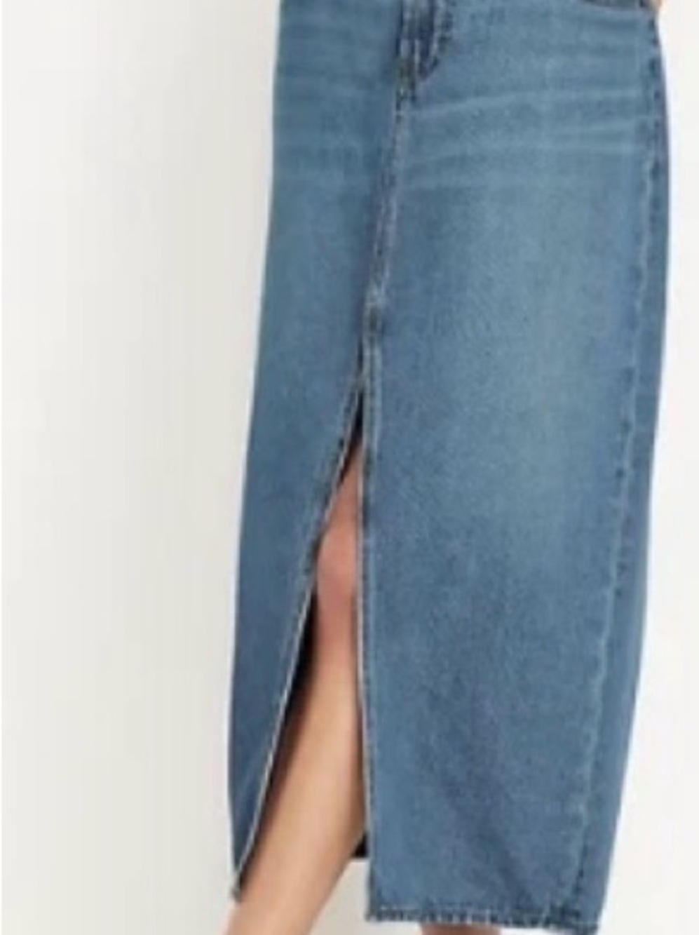 Old Navy Blue Denim Maxi Skirt with Front Slit